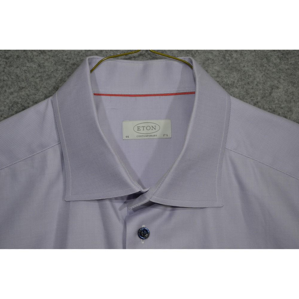 Eton Contemporary Shirt Mens 17.5 44 Purple Dress Long Sleeve Spread Collar